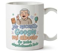 MUGFFINS Taza divertida abuelo | Regalo original | Idea para cumpleaños | No necesito Google mi abuelo lo sabe todo en Español | 330 Ml 11 oz | Abuelitos-3 v3
