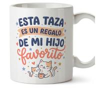 MUGFFINS Taza divertida para padre con frase Esta taza es un regalo de mi hijo favorito en Español | Regalo original Día del Padre | 330 Ml | papi mami v3