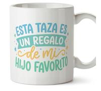 MUGFFINS Taza divertida para padre con frase Esta taza es un regalo de mi hijo favorito en Español | Regalo original Día del Padre | 330 Ml | papi mami v2