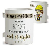 MUGFFINS Taza en francés para un Arquitecto - Mis Edificios Son como yo: Fresco y con Estilo - Taza/Taza para oficios/Profesiones. Regalos para arquitectos