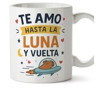 MUGFFINS taza enamorados Mug Te amo hasta la luna y vuelta en español | regalo original aniversario, capibaras, amor, novios, romántico, San Valentín, carpincho | capylove v1