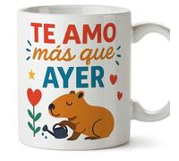 MUGFFINS taza enamorados Mug Te amo más que ayer. en español | regalo original aniversario, capibaras, amor, novios, romántico, San Valentín, carpincho | capylove v1
