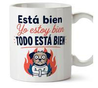 MUGFFINS taza frases divertidas risa v2 | Frase Yo estoy bien todo está bien en Español, cerámica de 330 ml