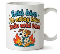 MUGFFINS taza frases divertidas risa v3 | Frase Yo estoy bien todo está bien en Español, cerámica de 330 ml