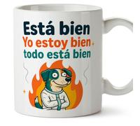 MUGFFINS taza frases divertidas risa v4 | Frase Yo estoy bien todo está bien en Español, cerámica de 330 ml