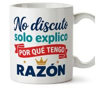 MUGFFINS taza frases divertidas risa v5 | Frase No discuto solo explico por qué tengo razón en Español, cerámica de 330 ml
