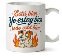 MUGFFINS taza frases divertidas risa v5 | Frase Yo estoy bien todo está bien en Español, cerámica de 330 ml