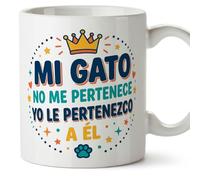 MUGFFINS Taza gato Mi gato no me pertenece yo le pertenezco a él en Español | regalo original, tazas divertidas para regalar, humor, graciosas | 330 Ml / 11 oz | gatitos y perritos v2