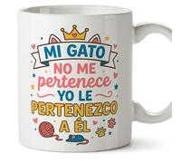 MUGFFINS Taza gato Mi gato no me pertenece yo le pertenezco a él en Español | regalo original, tazas divertidas para regalar, humor, graciosas | 330 Ml / 11 oz | gatitos y perritos v3