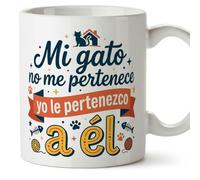 MUGFFINS Taza gato Mi gato no me pertenece yo le pertenezco a él en Español | regalo original, tazas divertidas para regalar, humor, graciosas | 330 Ml / 11 oz | gatitos y perritos v1