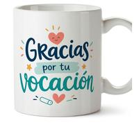 MUGFFINS taza gracias profe con frase Gracias por tu vocación en Español | regalo profesora, taza de cerámica 330 Ml/11 oz | detalle agradecimiento, docente, colegio, escuela, tutor | Infantil v2