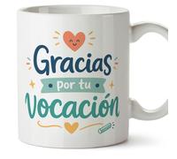 MUGFFINS taza gracias profe con frase Gracias por tu vocación en Español | regalo profesora, taza de cerámica 330 Ml/11 oz | detalle agradecimiento, docente, colegio, escuela, tutor | Infantil v3