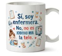 MUGFFINS taza graciosa enfermera No, no es como en la tele. en Español | regalo divertido enfermera hospital humor risa cumpleaños amigo invisible navidad | enfermeria v2