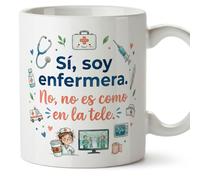 MUGFFINS taza graciosa enfermera No, no es como en la tele. en Español | regalo divertido enfermera hospital humor risa cumpleaños amigo invisible navidad | enfermeria v1