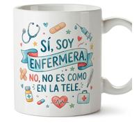 MUGFFINS taza graciosa enfermera No, no es como en la tele. en Español | regalo divertido enfermera hospital humor risa cumpleaños amigo invisible navidad | enfermeria v5