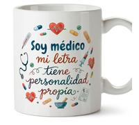 MUGFFINS taza graciosa medico con frase Mi letra tiene personalidad propia en Español | regalo divertido médico, doctor, doctora, médica, hospital, cumpleaños, amigo invisible, navidad | medicina v3