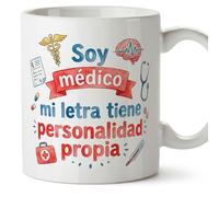 MUGFFINS taza graciosa medico con frase Mi letra tiene personalidad propia en Español | regalo divertido médico, doctor, doctora, médica, hospital, cumpleaños, amigo invisible, navidad | medicina v5