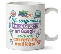 MUGFFINS taza graciosa medico con frase No confundas con mi carrera de medicina en Español | regalo divertido médico, doctor, doctora, médica, hospital, cumpleaños, amigo invisible | medicina v2