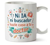 MUGFFINS taza graciosa medico Ni IA ni buscador hazle caso a tu doctor en Español | regalo divertido médico, doctor, medicina, hospital, humor | 330 Ml 11 oz | desayuno café | medicina v1