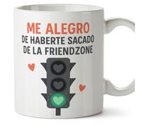MUGFFINS taza graciosa novio novia Me alegro de haberte sacado de la friendzone en Español para enamorados y aniversario | regalos San Valentín, cumpleaños, amor, romántico | pareja-2 v1