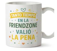 MUGFFINS taza graciosa novio novia Tanto tiempo en la friendzone valió la pena en Español para enamorados y aniversario | regalos San Valentín, cumpleaños, amor, romántico | pareja-2 v1