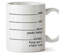 MUGFFINS Taza graciosa - Shhh casi… Tengo que ir a hacer... - Regalos divertidos de Desayuno. Cerámica 350 mL