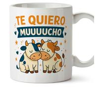 MUGFFINS taza graciosa Te quiero muuuucho en Español para enamorados y aniversario | tazas originales para regalar | regalos San Valentín, novios, amor, romántico | Pareja v1