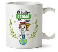 MUGFFINS Taza Hermano (En Catalán) "El Millor Germà del Món" Taza Desayuno/Idea Regalo Día del Hermano. Cerámica 350 mL