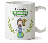 MUGFFINS Taza Madrina - La Mejor Madrina del Mundo - Taza Desayuno/Idea Regalo Día de Pascua. Cerámica 350 mL