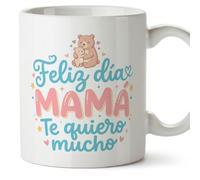 MUGFFINS Taza mamá con frase Feliz día mamá Te quiero mucho en Español | regalo madre | 330 Ml 11 oz | Idea original para regalar | papi mami v4