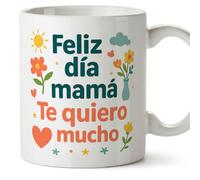 MUGFFINS Taza mamá con frase Feliz día mamá Te quiero mucho en Español | regalo madre | 330 Ml 11 oz | Idea original para regalar v1.1MA