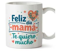 MUGFFINS Taza mamá con frase Feliz día mamá Te quiero mucho en Español | regalo madre | 330 Ml 11 oz | Idea original para regalar | progenitores v1