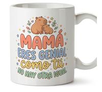 MUGFFINS Taza mamá con frase Mamá eres genial como tú no hay otra igual en Español | regalo madre | 330 Ml 11 oz | Idea original para regalar | papi mami v4