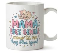 MUGFFINS Taza mamá con frase Mamá eres genial como tú no hay otra igual en Español | regalo madre | 330 Ml 11 oz | Idea original para regalar | papi mami v3