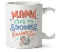 MUGFFINS Taza mamá con frase Mamá eres mi boomer favorita en Español | regalo madre | 330 Ml 11 oz | Idea original para regalar | papi mami v3
