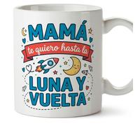 MUGFFINS Taza mamá con frase Mamá te quiero hasta la luna y vuelta en Español | regalo madre | 330 Ml 11 oz | Idea original para regalar | progenitores v1