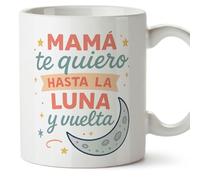 MUGFFINS Taza mamá con frase Mamá te quiero hasta la luna y vuelta en Español | regalo madre | 330 Ml 11 oz | Idea original para regalar | pa y ma v2