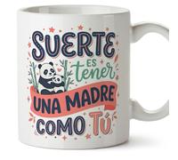 MUGFFINS Taza mamá con frase Suerte es tener una madre como tú en Español | regalo madre | 330 Ml 11 oz | Idea original para regalar | papi mami v2