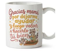 MUGFFINS Taza mamá graciosa con frase Gracias mamá por dejarme ayudar y luego hacerlo tú bien en Español 330 Ml/11 oz | regalo madre divertido | regalo cumpleaños madre | navidad | papi mami v1