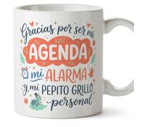 MUGFFINS Taza mamá graciosa con frase Gracias por ser mi agenda, mi alarma... en Español 330 Ml/11 oz | regalo madre divertido | regalo cumpleaños madre | navidad | progenitores v1