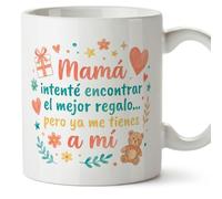 MUGFFINS Taza mamá graciosa con frase intenté encontrar el mejor regalo... pero ya me tienes a mí en Español 330 Ml | regalo madre divertido | regalo cumpleaños madre | navidad | progenitores v5