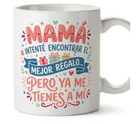 MUGFFINS Taza mamá graciosa con frase intenté encontrar el mejor regalo... pero ya me tienes a mí en Español 330 Ml | regalo madre divertido | regalo cumpleaños madre | navidad | progenitores v1