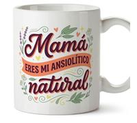 MUGFFINS Taza mamá graciosa con frase Mamá eres mi ansiolítico natural en Español 330 Ml/11 oz | regalo madre divertido | regalo cumpleaños madre | navidad | progenitores v6