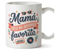 MUGFFINS Taza mamá graciosa con frase Mamá eres mi boomer favorita en Español 330 Ml/11 oz | regalo madre divertido | regalo cumpleaños madre | navidad | progenitores v1
