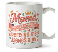 MUGFFINS Taza mamá graciosa frase intenté encontrar el mejor regalo... pero ya me tienes a mí en Español 330 Ml/11 oz | regalo madre divertido | regalo cumpleaños madre | navidad | progenitores v2