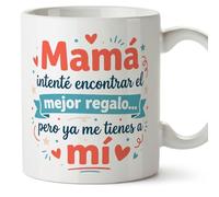 MUGFFINS Taza mamá graciosa frase intenté encontrar el mejor regalo... pero ya me tienes a mí en Español 330 Ml/11 oz | regalo madre divertido | regalo cumpleaños madre | navidad | progenitores v3