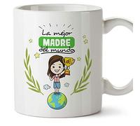 MUGFFINS Taza Mamá - La Mejor Madre del Mundo - Taza Desayuno/Idea Regalo Día de la Madre y la abuela. Cerámica 350 mL