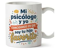 MUGFFINS taza mamá y papá con frase Mi psicólogo y yo coincidimos en que soy tu hijo favorito en Español | regalo madre y padre original | regalo cumpleaños madre y padre | navidad | progenitores v1