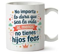 MUGFFINS taza mamá y papá graciosa con frase al menos no tienes hijos feos en Español | regalo madre y padre divertido | regalo cumpleaños madre y padre | 330 Ml 11 oz | progenitores v3