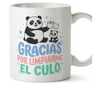 MUGFFINS taza mamá y papá graciosa con frase Gracias por limpiarme en Español | regalo madre y padre divertido | regalo cumpleaños madre y padre | 330 Ml 11 oz | papi mami v1